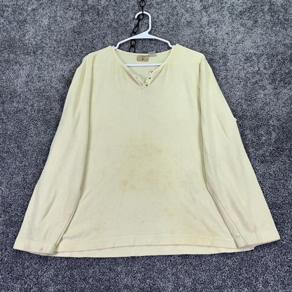 Mountain Lake Henley Shirt Womens XL Beige Long Sleeve Thermal Knit Casual